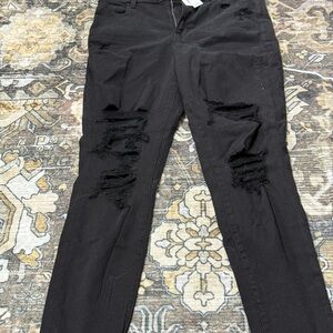 American Eagle Outfitters Black Distressed Skinny Jeans